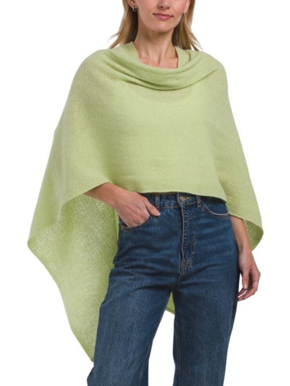 PORTOLANO Lambswool Blend Lightweight Cowl Neck Poncho